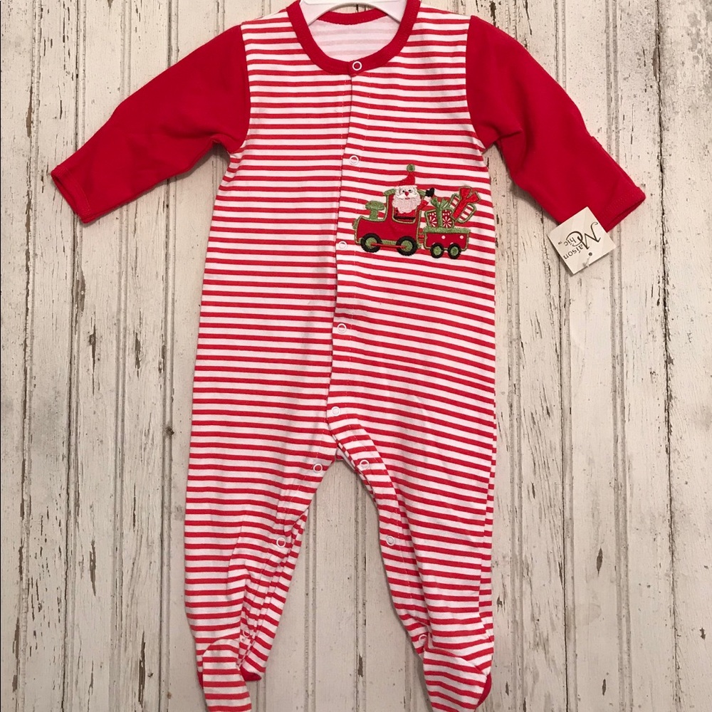 NWT Infant baby Christmas footed outfit pajamas